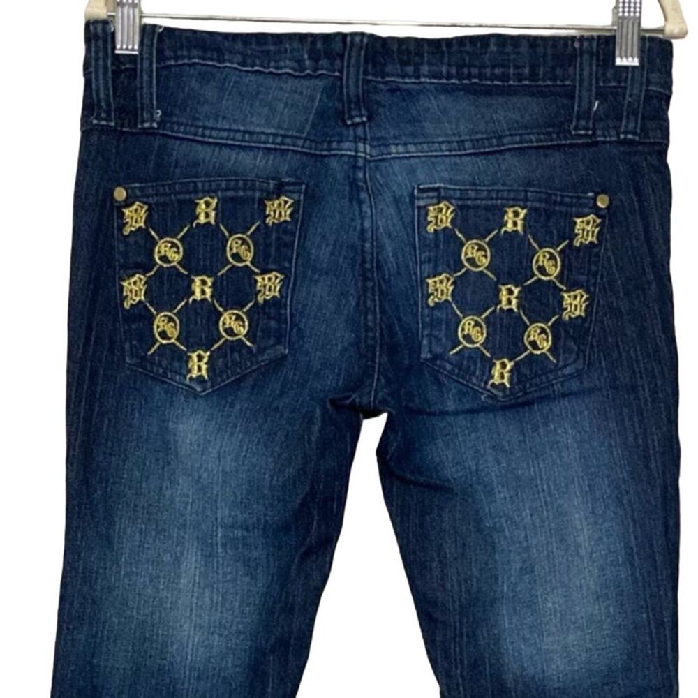 Brooklyn Girl Skinny Kick Jeans Low Rise Gold Embroidery Back Pockets Size 7